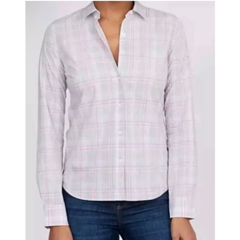 NWT UNTUCKit Chasseles Gray Pink Blue Plaid Button Down Shirt